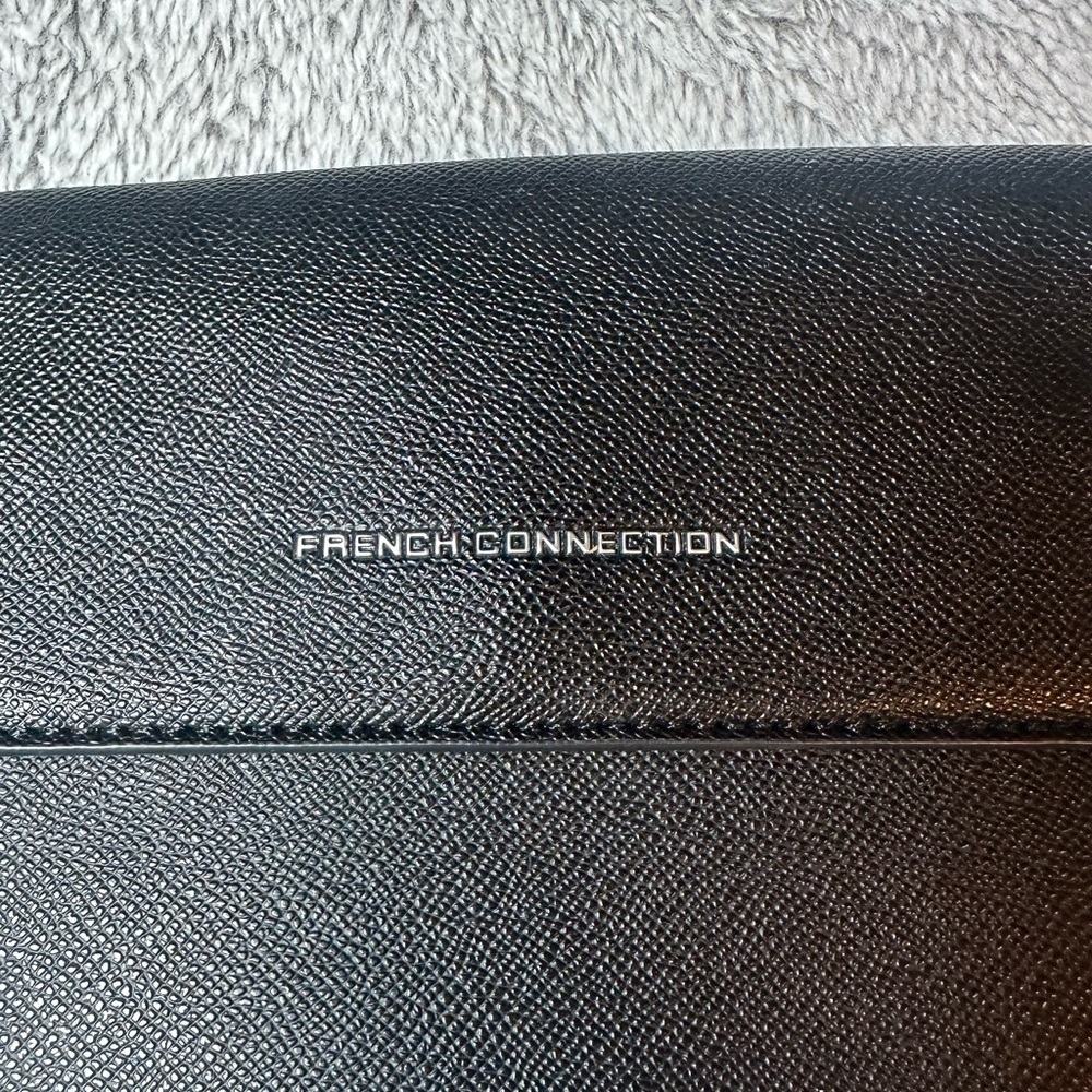 French Connection Black Half Moon Shoulder Bag Crossbody Faux Leather - Picture 2 of 8